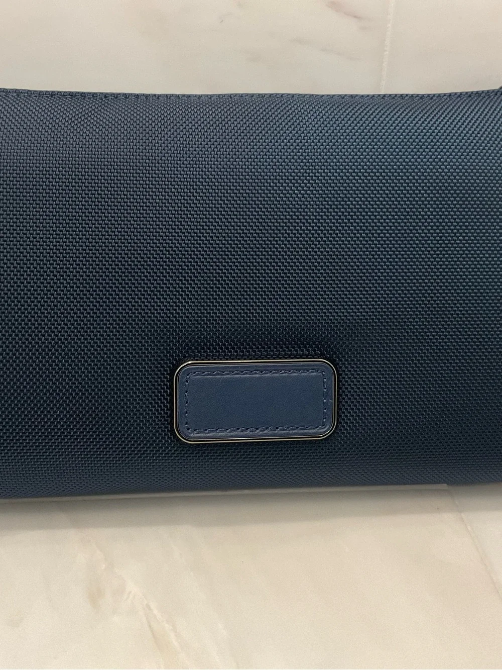 NEW TUMI 8.75” Ballistic Nylon Zippered Pouch with Strap Cosmetic Bag NAVY BLUE
